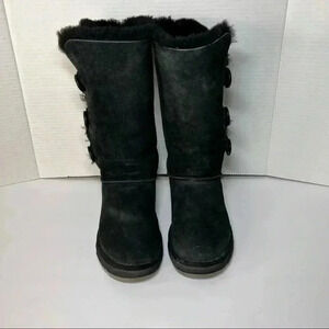 UGG Bailey Button Triplet Black Sheepskin Tall Boots Women’s Size US 7 Classic